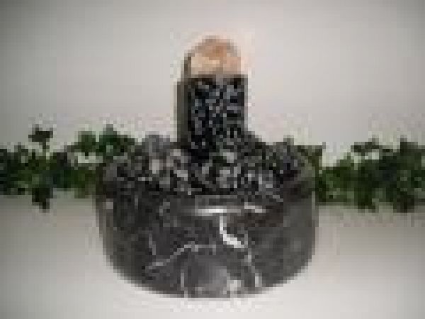 Aqua Snowflake Obsidian Cylinder Fountain With Lig
