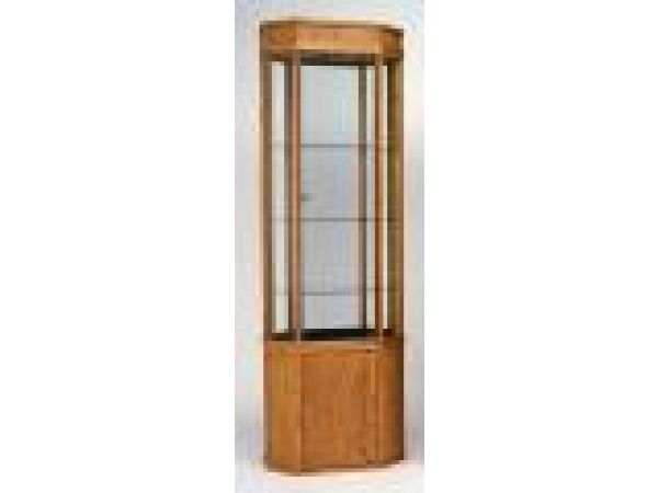 6811L - Wood Framed Upright Octagon Tower Showcase with Storage