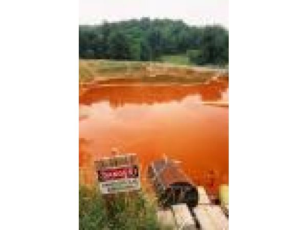 Settling Pond, Clean up of Acid Mine Drainage from a Coal MIne in West Virginia