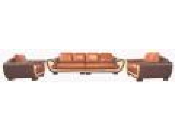 SL 166 Brown, Leather Sofa Loveseat & Chair