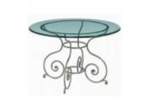 Round Iron Base Dining Table with Glass Top