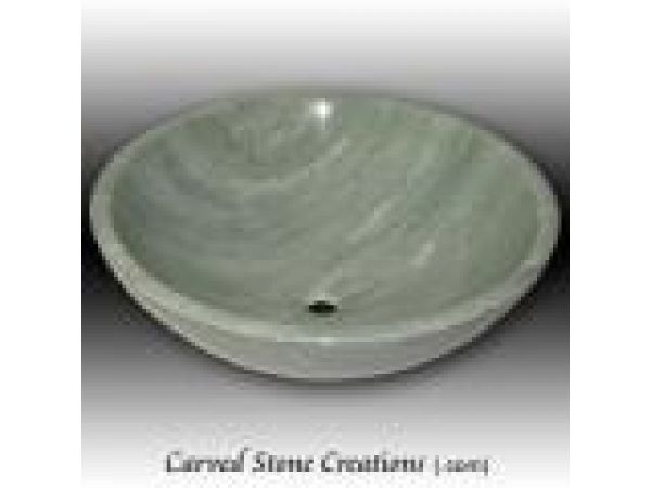 ABV-P200, Hand-Carved Stone Sink - Unrimmed Ocean Mist Marble Vessel