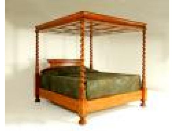 Wood Panel Canopy Bed