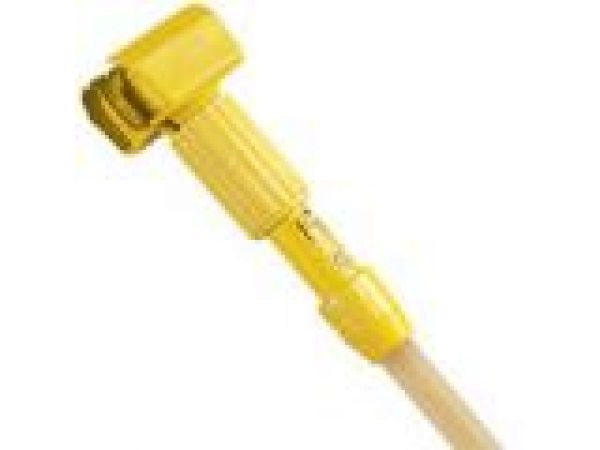 H215 Gripper‚ Clamp Style Wet Mop Handle, Plastic Yellow Head, Hardwood Handle