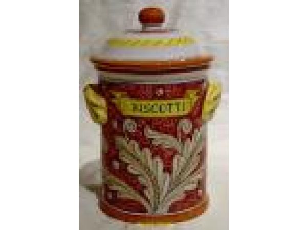1179/0 8.5'' Biscotti Canisters - Floreale Rosso ''Biscotti'' canister
