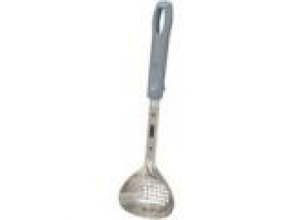 9G28 4oz Precision Stainless Steel Perforated Portioning Spoon w/Gray Handle
