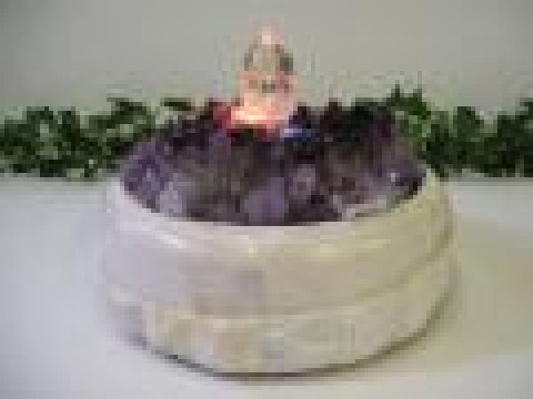 Amethyst Crystal Point Fountain With Light And Lig