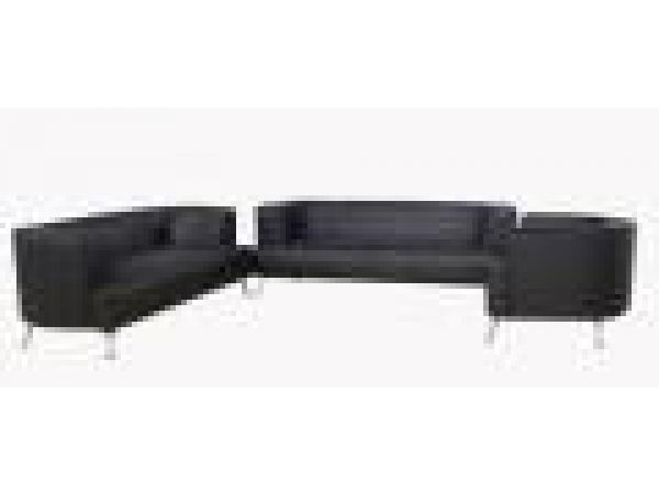 SL 159 Black, Leather Sofa Loveseat & Chair