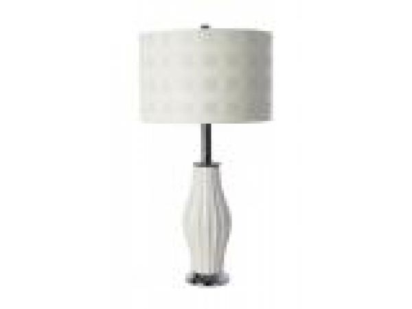 PENELOPE COCONUT LAMP WITH WHITE SQUARES SHADE