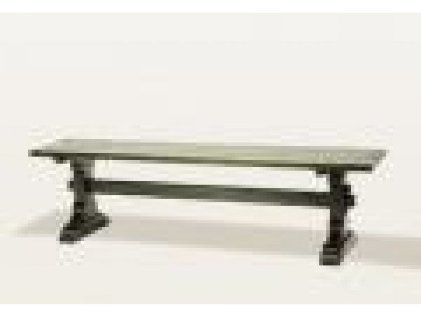 3273 Trestle Bench with Wood Seat