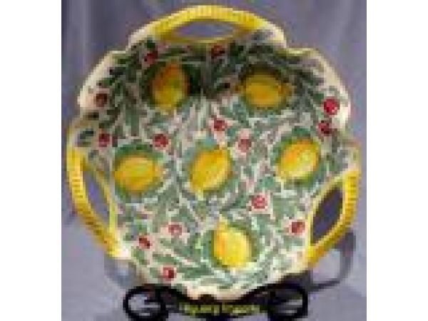 1180/40 16'' Round Ruffled Edge ''Marianne'' Fruit Bowl w/handles - Limoni/Frutta