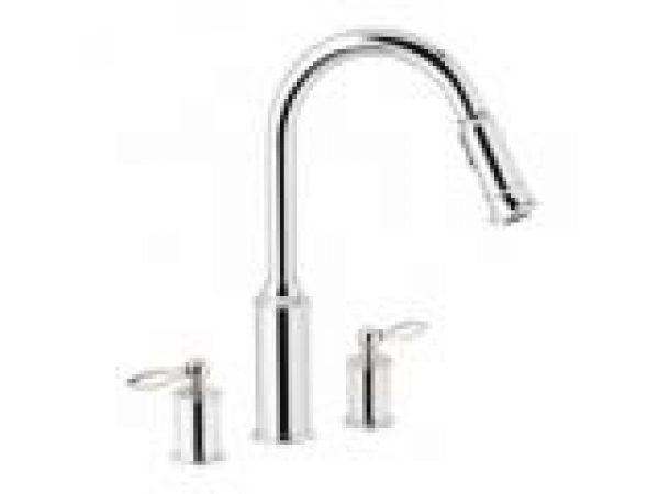 Two handle kitchen faucet with pullout spout