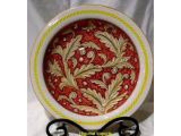 1104/35 14'' Round Flared Edge Serving/Fruit Bowl - Floreale Rosso