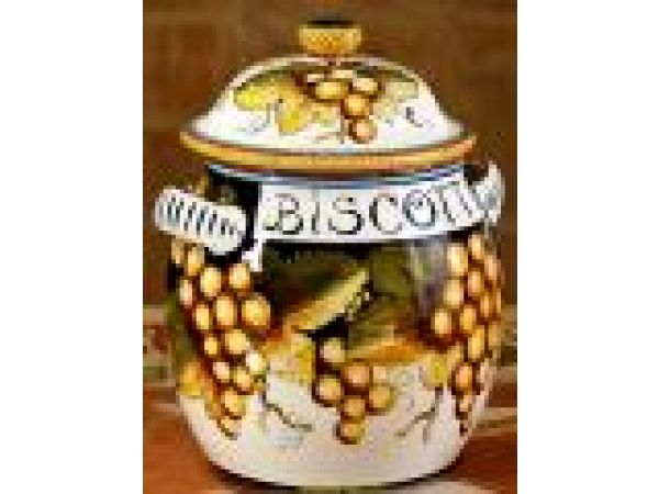 10'' Biscotti Canisters - Tuscany Grapes