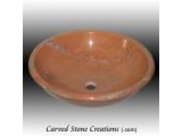 ABV-P100, Hand-Carved Stone Sink- Self-Rimmed Sunset Marble Vessel