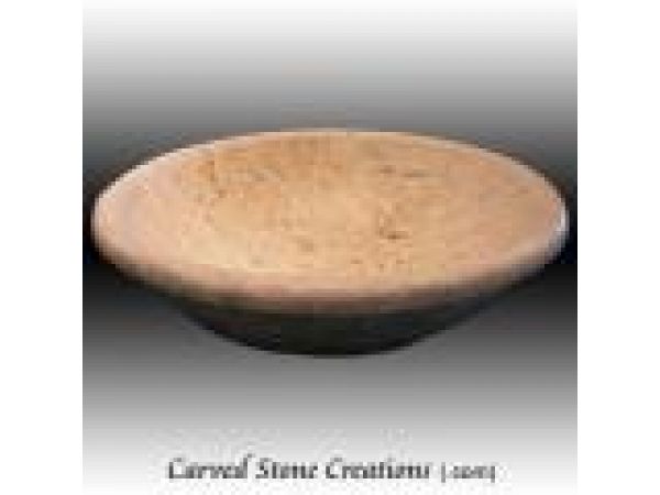 ABV-P100, Hand-Carved Stone Sink - Self-Rimming Travertine Vessel