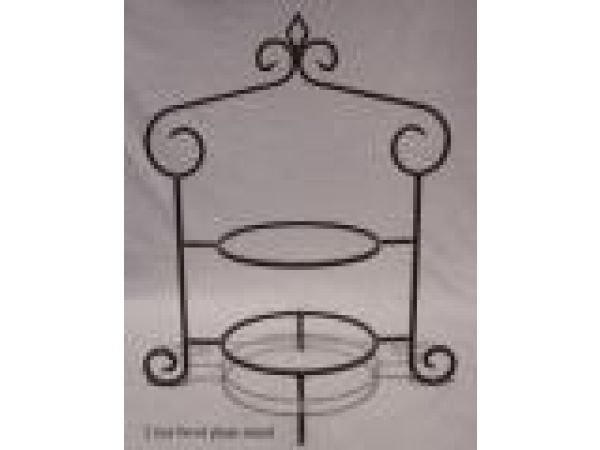 Wrought Iron 2-Tier Plate/Bowl Stand