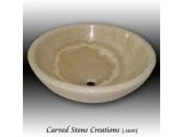 ABV-P200, Hand-Carved Stone Sink - Unrimmed Honey Lite Onyx Vessel