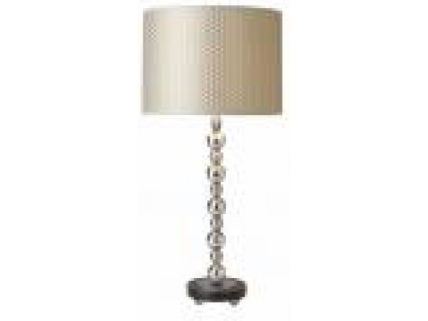 BRUSHED STEEL LAMP WITH SILVER CIRCLES SHADE