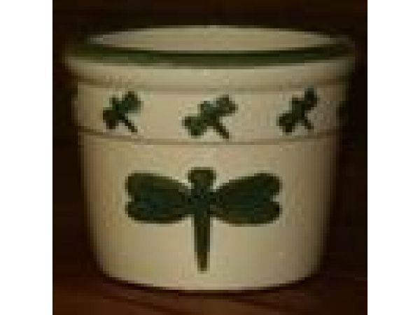 Green/White Dragonfly Pot