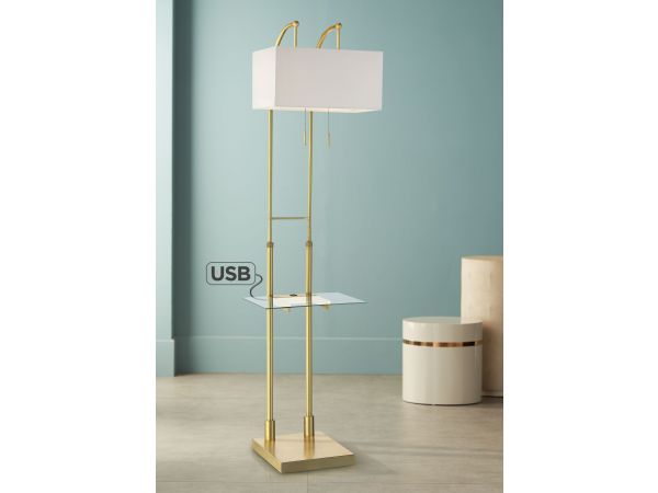 Otto Downbridge Floor Lamp with Tray Table and USB