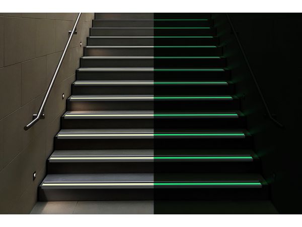 PERMALIGHT® 90° Photoluminescent Aluminum Stair Nosing