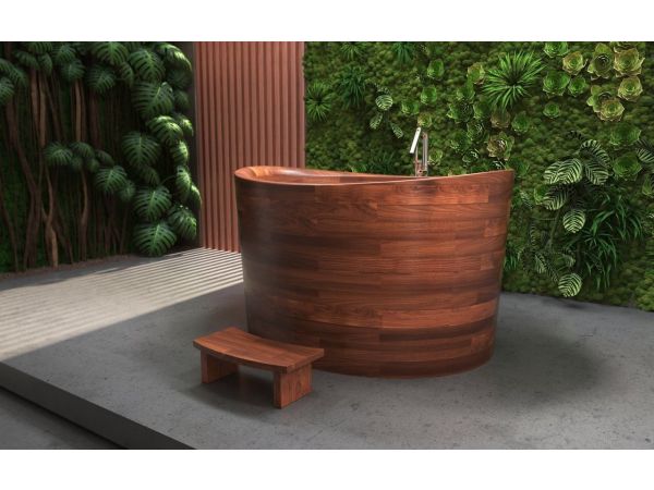 Aquatica True Ofuro Duo Wooden Freestanding Japanese Soaking Bathtub
