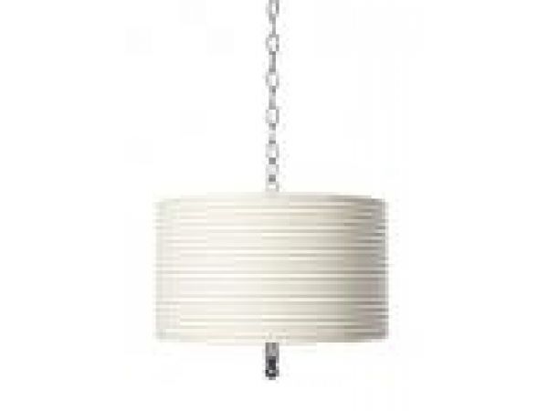 HANGING LAMP WITH TAN STRIPES SHADE