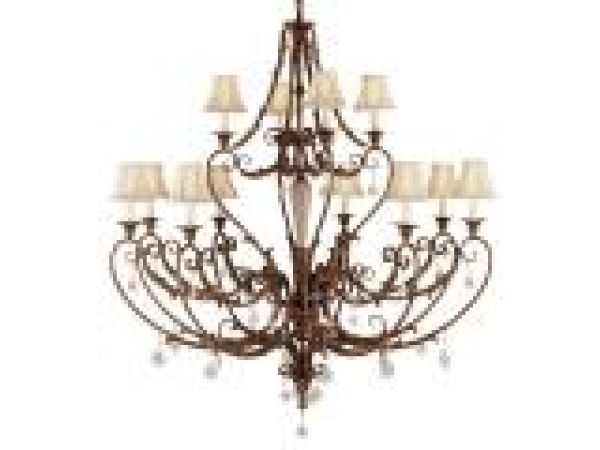 12 Light Two-tier Chandelier w/shades
