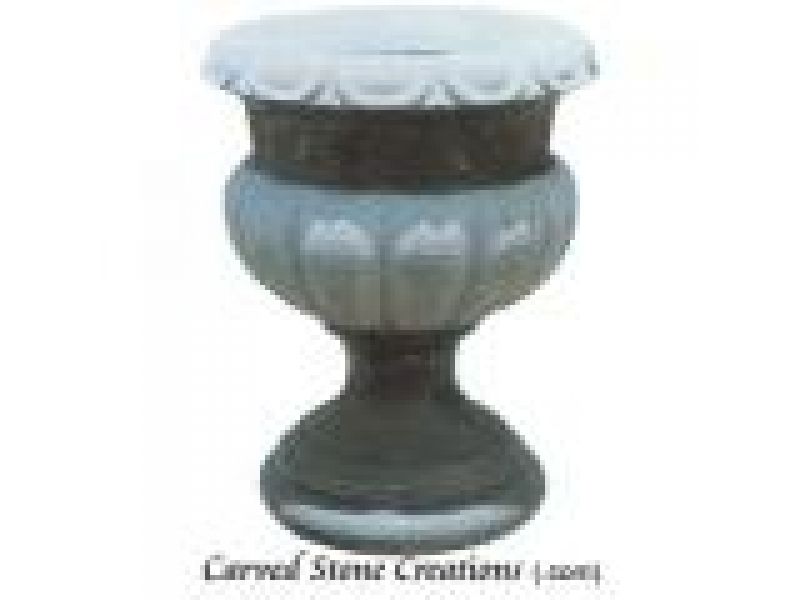 FV-025, Round Reeded Planter w/ Petal Edge & Footed Base