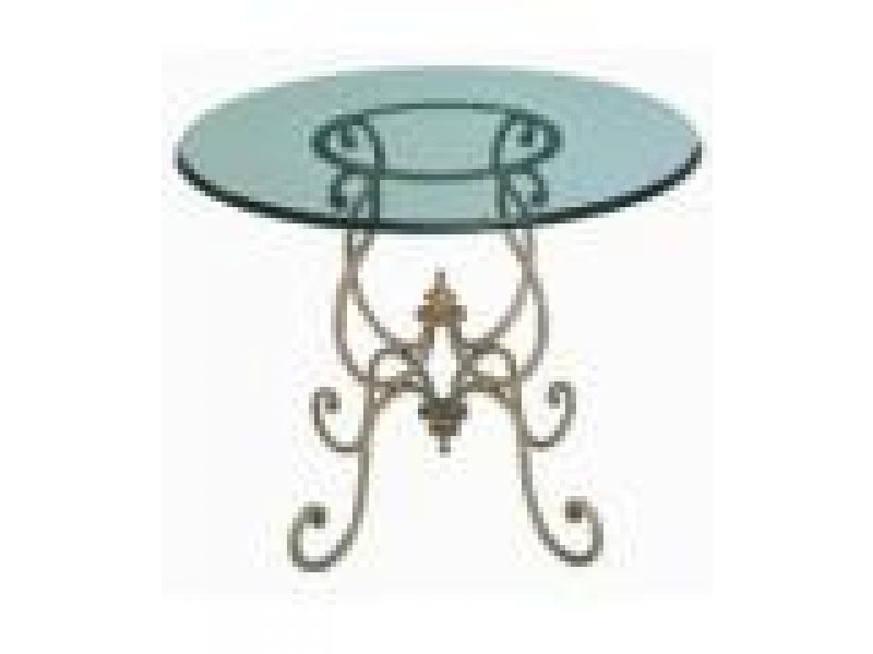 Round Iron Base Café Table with Glass Top