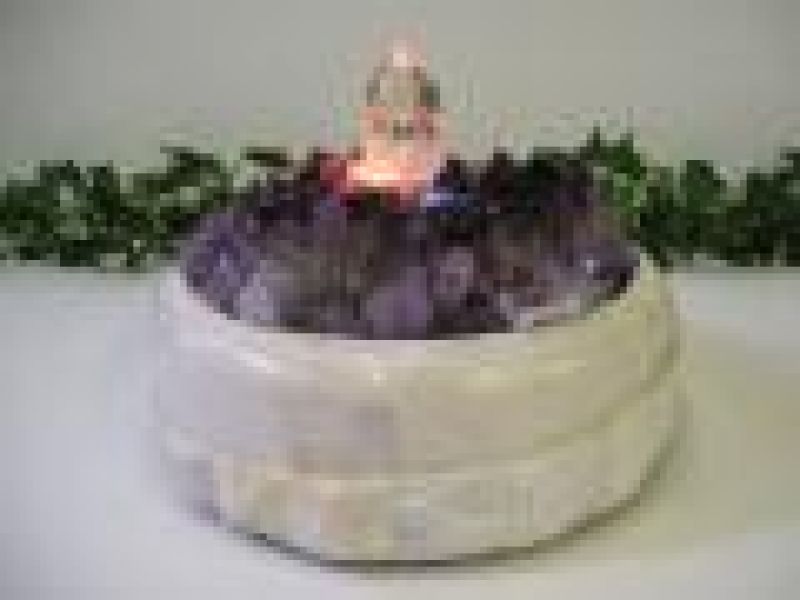 Amethyst Crystal Point Fountain With Light And Lig