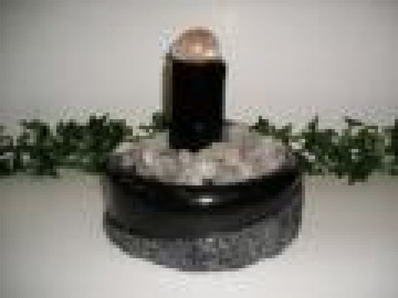 Aqua Black Obsidian Cylinder Fountain With Light