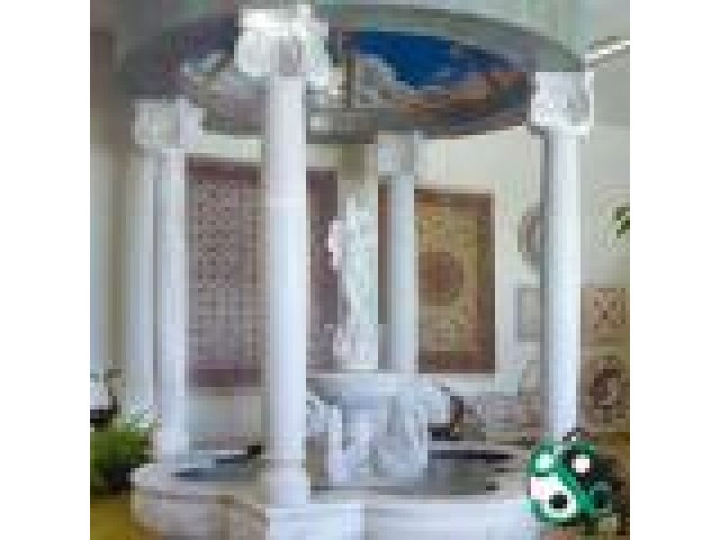 COL-02, White Marble Columns W/ Hand-Carved Statue Fountain