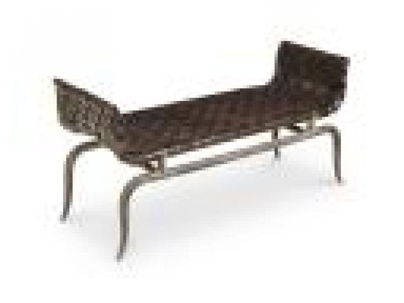 Laslo Large Hammered Bronze & Leather Bench