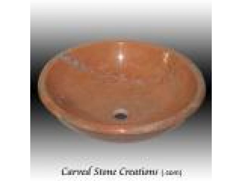 ABV-P100, Hand-Carved Stone Sink- Self-Rimmed Sunset Marble Vessel