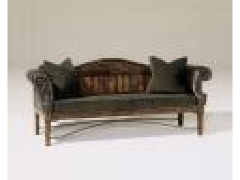 3280 Wooden Bench with Upholstered Arms