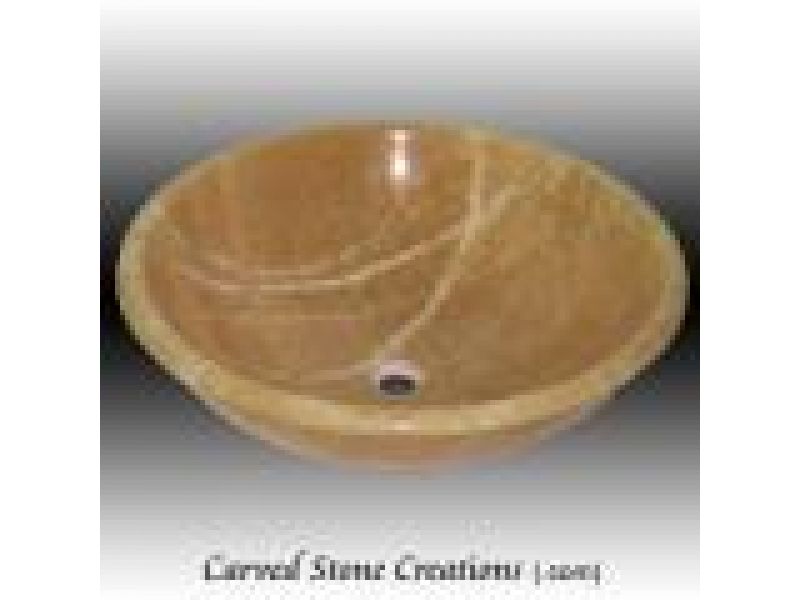 ABV-P100, Carved Stone Sink - Self-Rimming Butterscotch Onyx Vessel