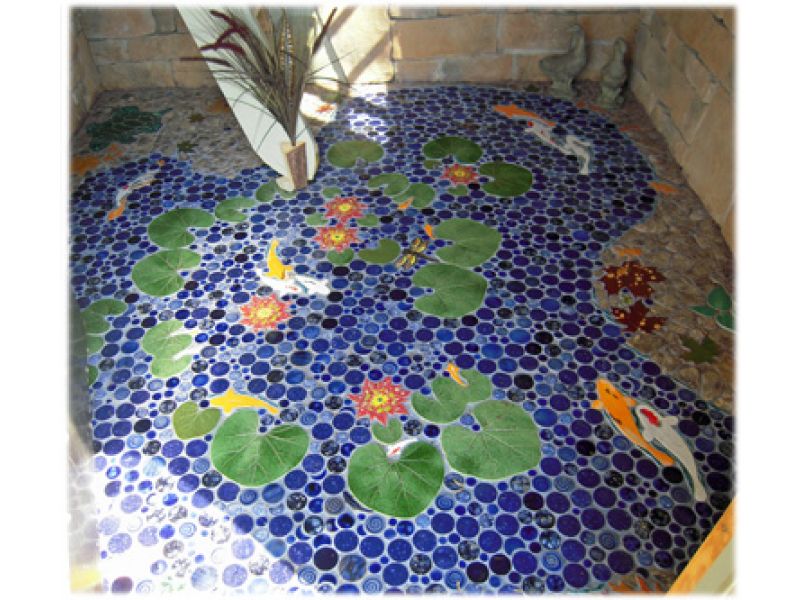 Lily / koi pond mosaic tiles