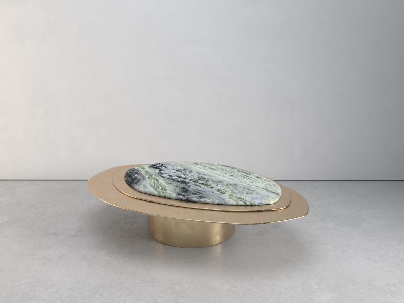 \'The Epicure IX\', Contemporary Center Table ft. Jade River Marble