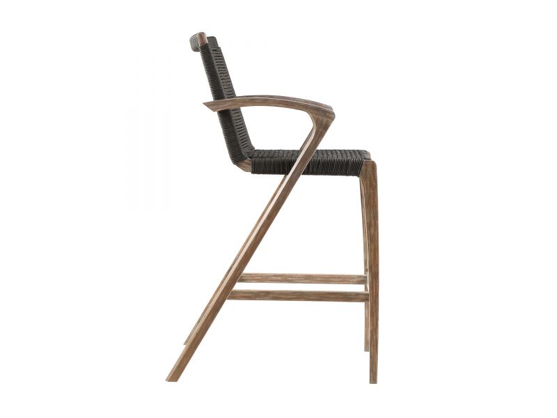 Brielle Outdoor Eucalyptus Wood and Rope Counter and Bar Height Stool