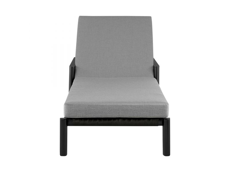Cayman Outdoor Patio Adjustable Chaise Lounge Chair in Aluminum with Grey Cushions