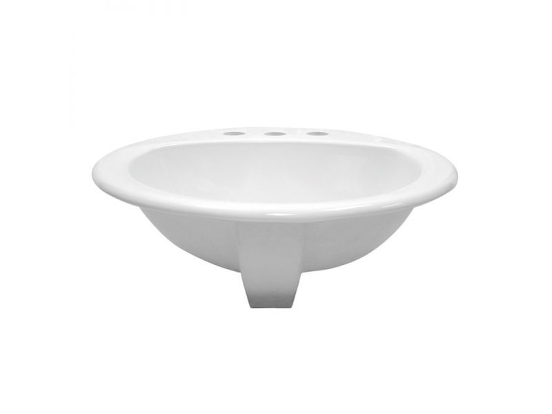 1476-CWH 19 Drop-In White Lavatory with Overflow 8 Drilling 