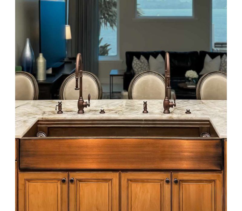Custom Kitchen Workstation Sink with a Dual Drain Design 