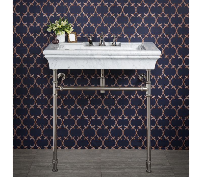 Bordeaux Vanity paired with Elemental Facet Legs w/ Crossbar