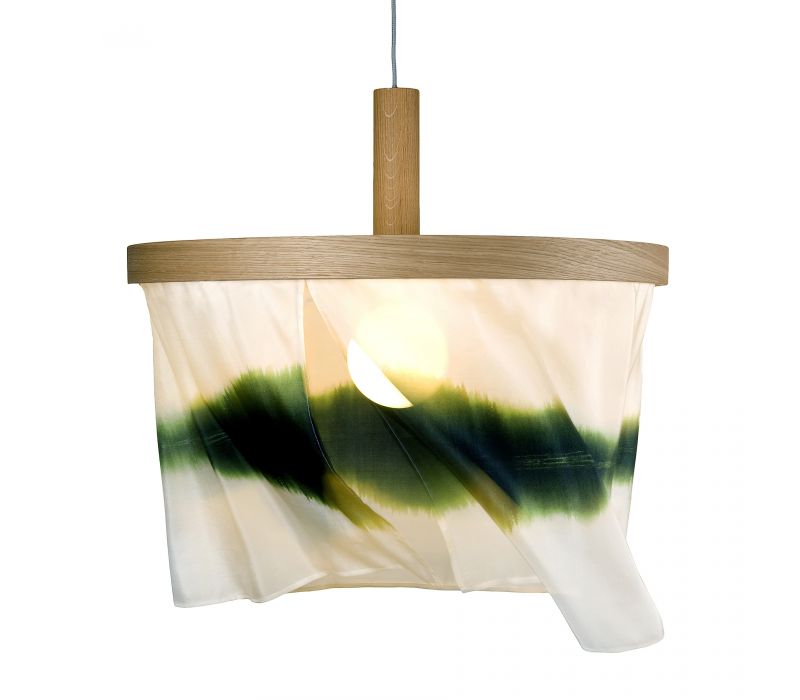 Sognsvann Oak and Silk Pendant Lamp