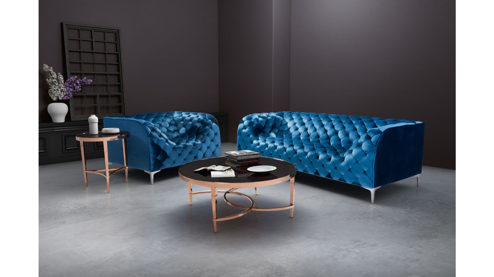 Providence Sofa in Blue Sapphire Velvet