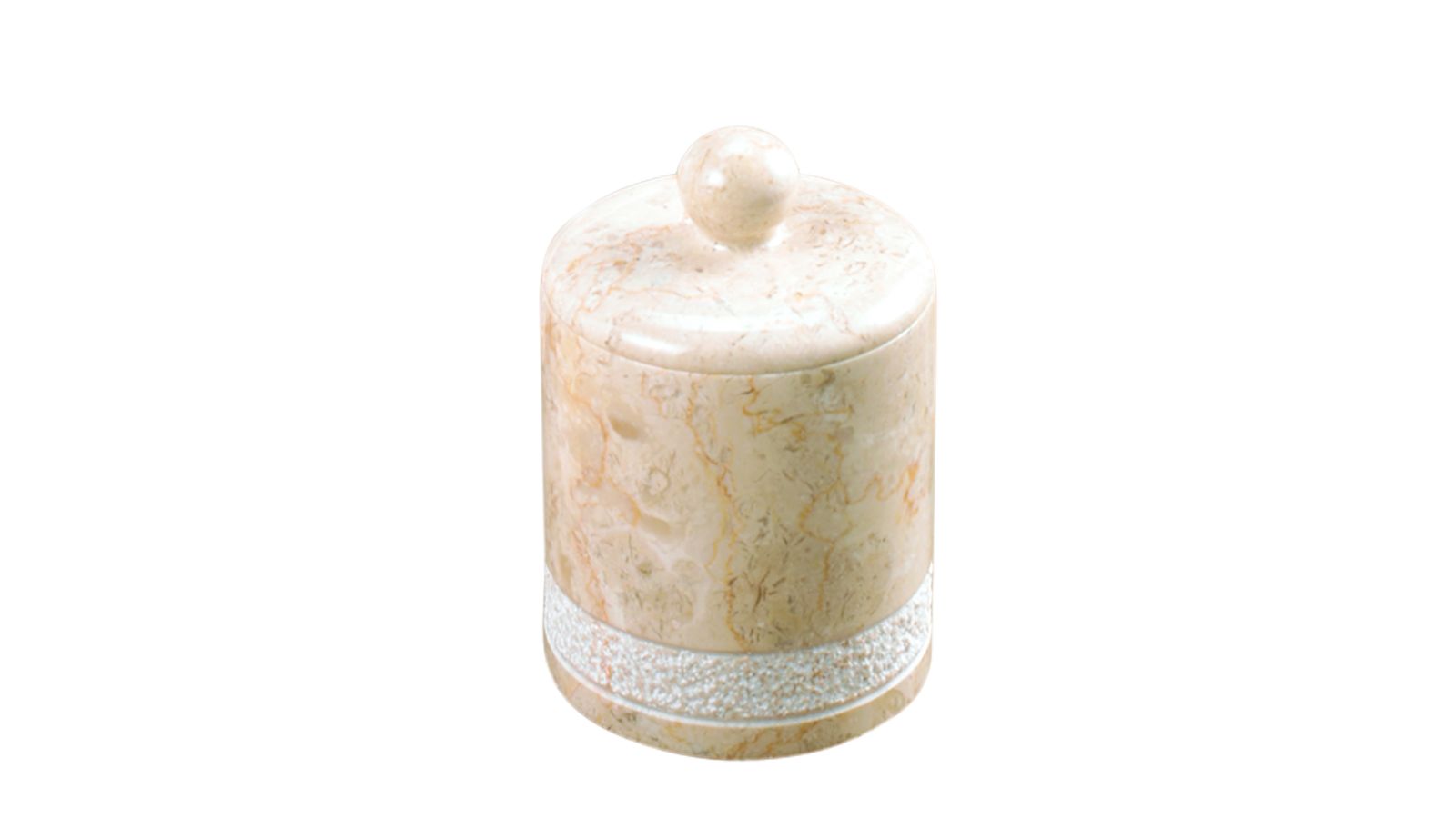 Creative Home Spa Hand Carved Champagne Marble Cotton Ball Holder