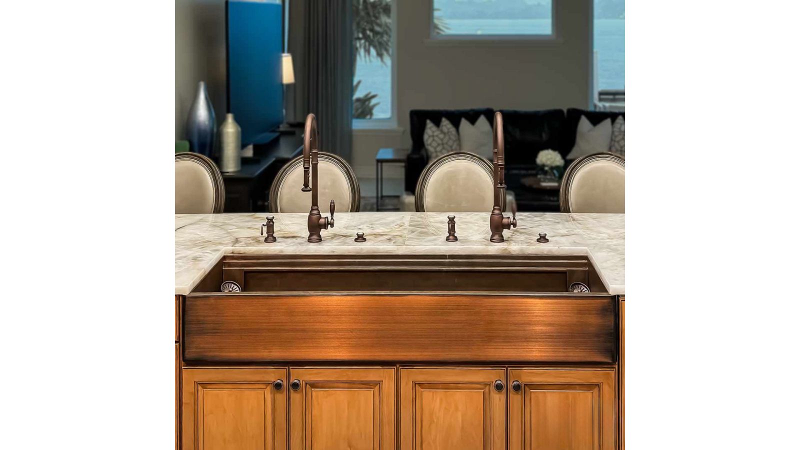 Custom Kitchen Workstation Sink with a Dual Drain Design 