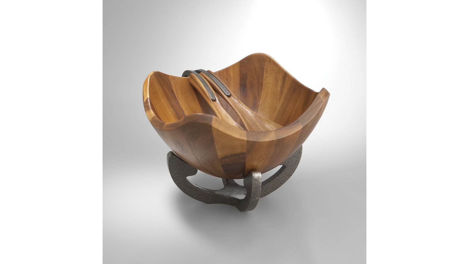 Nambe Scroll Salad Bowl with Servers